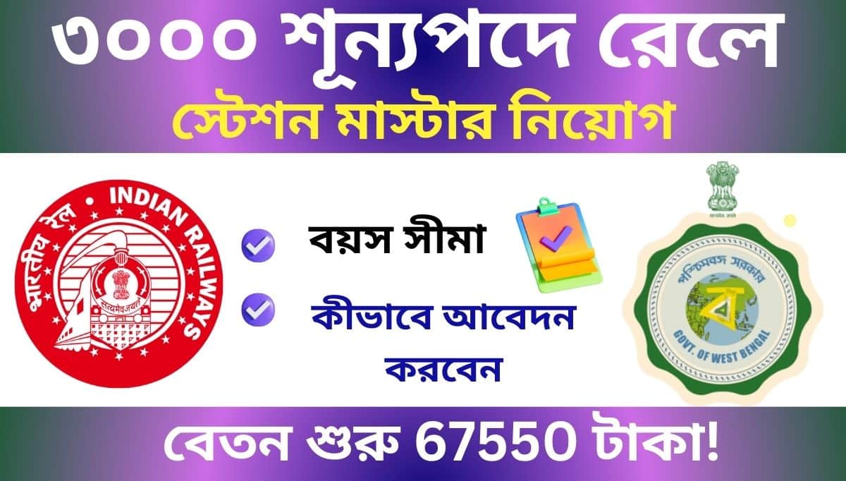 RRB Recruitment 2024: ৩০০০ শূন্যপদে রেলে স্টেশন মাস্টার নিয়োগ, আবেদন করুন